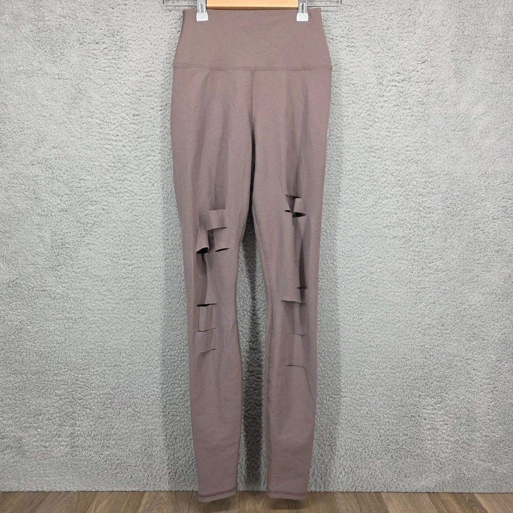 Alo‎ Yoga High Waist Distressed Cutout Leggings Dusty Mauve XS